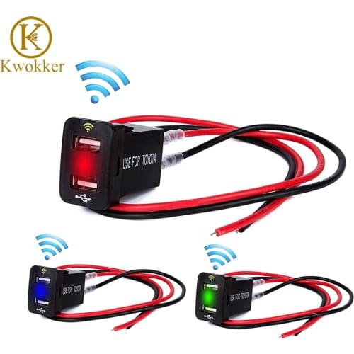 Fast Car Charger For Toyota DC 12-24V Dual Port USB Fast Charging LED Display 4.2A Car Charger Adapter Bluetooth Positioning