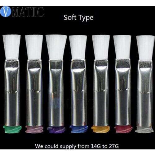 Free Shipping 14G-27G 4mm Flat Liquid Glue Dispensing Needle Brush Screw Thread Needles EFD Soft Brush Needle