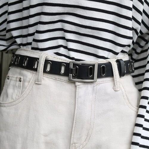 BLA Unisex Jeans Black PU Belt Square Metal Buckle Waistband Women College Student Designer Waist Strap cinturones para mujer