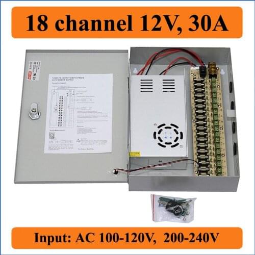 18 channel DC12V 30A CCTV Camera Power Box IR Illuminator Control for DVR CCTV Camera switching Power Supply Boxs 18CH Port 30A