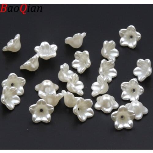 50PCS Imitation Pearl Acrylic Beads DIY Flower-shaped Beads Making Necklace Bracelet Jewelry Accessories 7x12mm