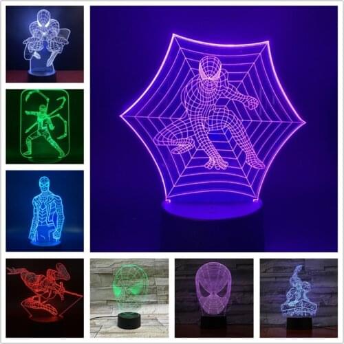 Spider-Man Night Light Marvel LED Lamp The Avengers Decoration Lampara 3D Lights Home Decoration Lighting Kids Baby Gift Lampe
