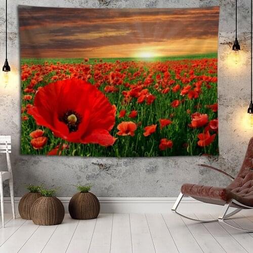 Hot Sale Custom High Quality Poppy Wall Hanging HD Landscape 3D Printing Digital Printing Home Decoration Tapestry