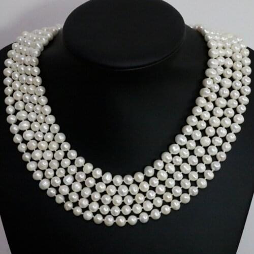 Hot sale unique design charms women natural white pearl round beads 7-8,8-9mm long chain necklace fashion jewelry 100inch B1463