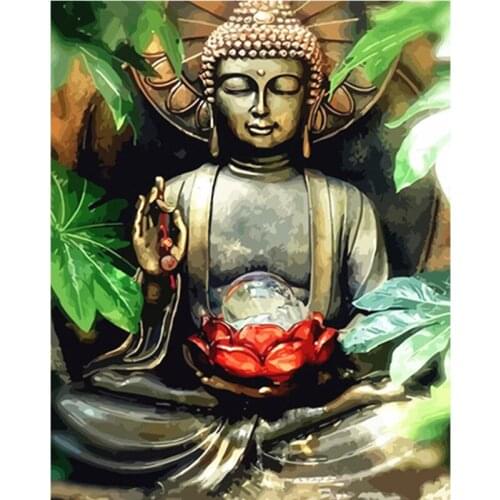 Painting By Number 40X50 50x65CM Kind Lord Buddha Character Wall Art Gift DIY Pictures By Numbers Canvas Kits Home Decoration