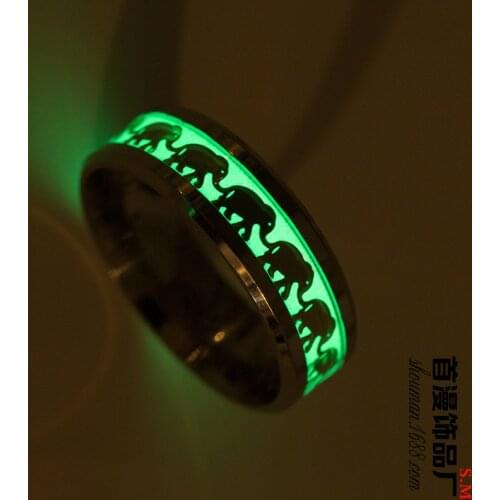 Luminous Elephant Ring Glow in the Dark Stainless Steel Ring Fashion Charm animal Delicately Jewelry for Man Women Gifts 2019