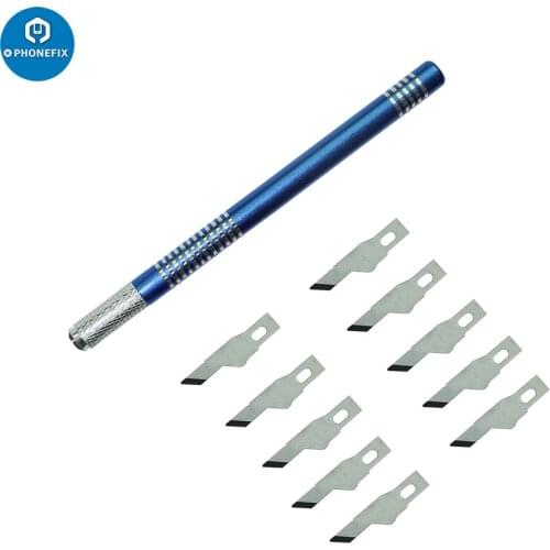 Metal Scalpel Knife Non-slip Cutter Engraving Craft Knives Blades BGA CHIP Removing Graver for Phone Laptop PCB Repair Hand Tool