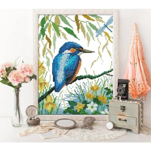 HUACAN Cross Stitch Bird 11CT 14CT Cross Stitch Sets Animals Cross Stitch Kits White Canvas Embroidery Needlework