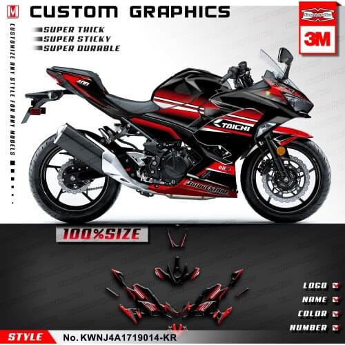 KUNGFU GRAPHICS Custom Sticker Kit Self Adhesives Decals for Ninja 400 ABS 2017 2018 2019 2020 2021, Red Black