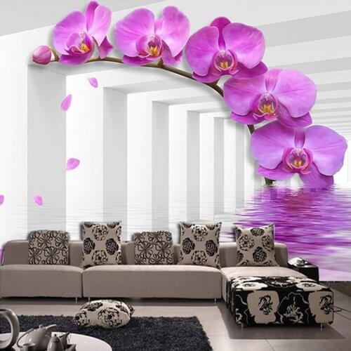 Custom Size Creative Art 3D Purple Flower Photo Mural Wall Paper for Bedroom Living Room Sofa Modern Simple Room Decor Wallpaper