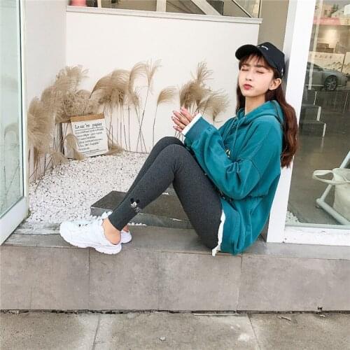 Disney Autumn Spring Pants Embroidery Mickey Elastic Leggings Fashion Korean All Match Warm Pure Cotton Women Trousers