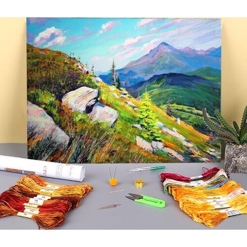 Landscape Mount Hoverla Printed 11CT Cross-Stitch Patterns DIY Embroidery DMC Threads Craft Handicraft Hobby Handmade Jewelry