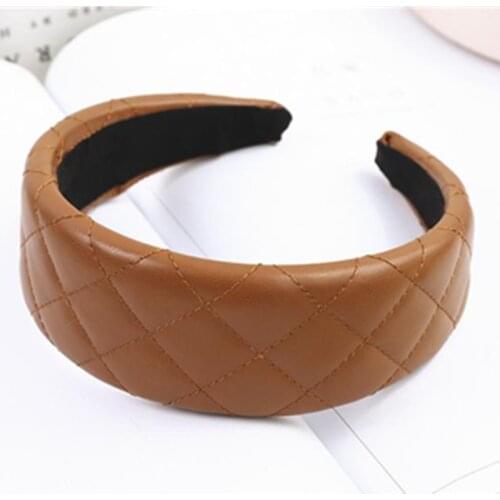 5cm Wide PU Plain Headband Women Hair Accessories High Quality PU Leather Hairband Solid All Match Headdress Head Band Ladies