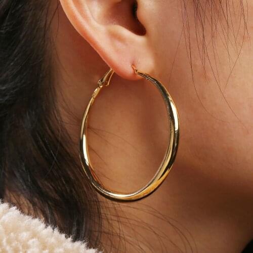 Yobest Punk Big Size Hoop Earrings Brincos Trendy Party Exaggerated Gold Silver Color Round Circle Earrings for Women Jewelry