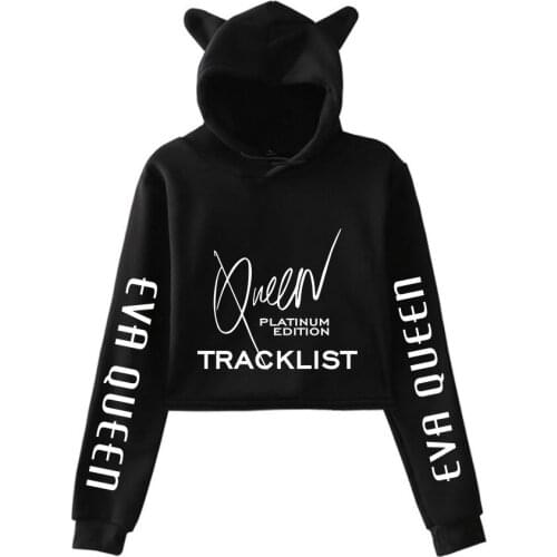 Eva Queen Women Cat Ear Sweatshirt Popular Casual Streetwear Casual Harajuku Eva Queen Print Hoodies For Women