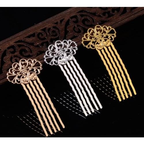Teeth Vintage Bronze Comb Hair Charm Woman Flower Ornament Hairpin Hairpins Barrettes Retro DIY Hair Jewelry Hair Clips