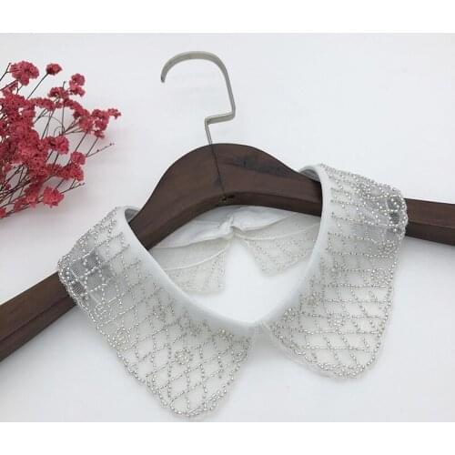 2021 Women Fashion Handmade Beads Fake Collars for Sweater Detachable Collars Korean Female Blouse Tops Neckwear