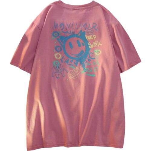 Cartoon Short Sleeve Loose Harajuku Style Hiphop Salt Women T Shirt Doodle Airship Harajuku Alien Tees Cotton O-neck Tops Female