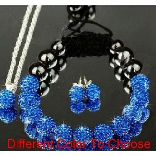 10mm 4pcs/lot mixed white multicolor disco Ball bead set Bracelets earrings silver plated chain necklace u4533