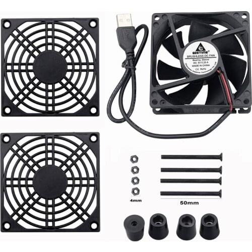 Gdstime 100Pcs TV Box Wireless Router Cooling Fan 5V USB 80mm*80*mm*25mm Brushless EC Fan 8cm