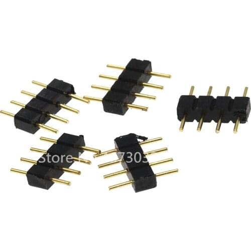 100pcs/lot 4 Pin RGB Needle Connector Adapter Male Type Double 4 Pin DIY Small Part for 3528 5050 LED RGB Strip Lights Insert