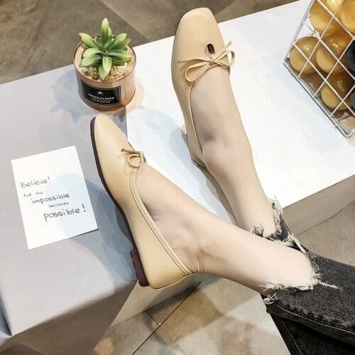 2020 Round Head Korean Version of Flat Womens Shoes Trend Soft Wild Womens Shoes Bow Sweet Cute Flat Womens Shoes U19-13