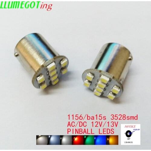 50pcs 1156 BA15S #89 Base With 8x SMD3528 Various Colour Available Non Polarity AC DC 12V 13V Pinball Game Machine Led Lamps