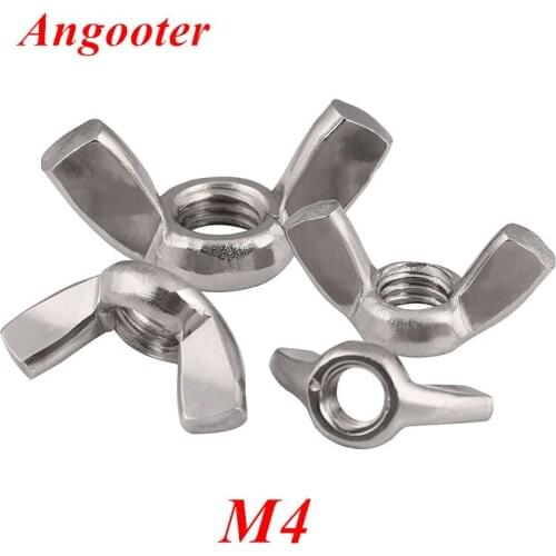 50pcs M4 Wing Nut DIN315 304 Stainless steel Hand Tighten Nut Wingnut Butterfly Nut Ingot Two Claw Nuts