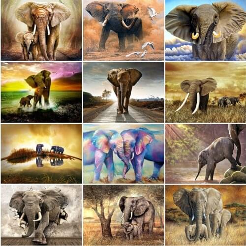 5D DIY Diamond Painting Elephant Diamond Embroidery Animal Rhinestone Art Picture Inlaid Mosaic Home Decoration Handmade Gift