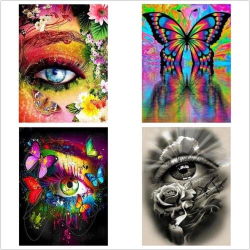 Keixnzu Diamond Painting Full Square/Round Diamond "Eye Butterfly" Pattern Embroidery Cross Stitch 5D Rhinestone Painting