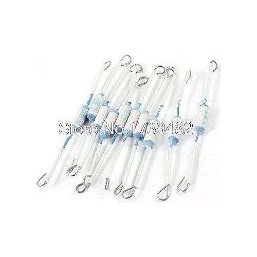 10 Pcs White 250V 15A 200 Celsius Fuses 9cm Long for Electric Rice Cooker