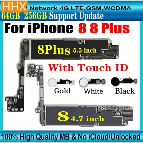 Free iCloud Unlocked MB For iphone 8 Plus Motherboard With Touch ID Fingerprint Black Gold White Logic boards Support Update