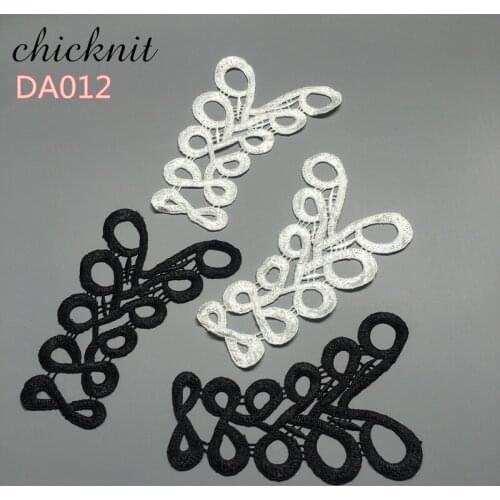 CHICKNIT 5 pairs white black guipure lace flower applique patches sewing for cloth accessories fabric DA012