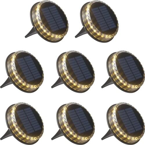 1/4/8pcs Solar Powered Disk Lights 17LED Solar Pathway Lights Outdoor Waterproof Garden Landscape Lighting for Yard Deck Patio