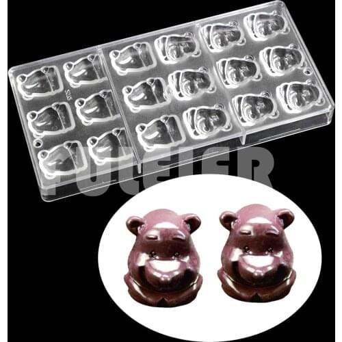 DIY Cartoon Bear Shape Polycarbonate Chocolate Mold For Baking Pastry Bonbon Candy Mould Confectionery Tool Bakery