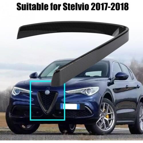 For Alfa Romeo Stelvio 2017-2018 Car Styling Carbon Fiber Car Front Grill Protective Frame Cover Trim Accessories