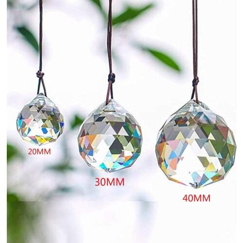 H&D 20/30/40mm Faceted Crystal Ball Chandelier Prism 3pcs Rainbow Ceiling Lamp Lighting Hanging Drop Pendants Home Wedding Decor