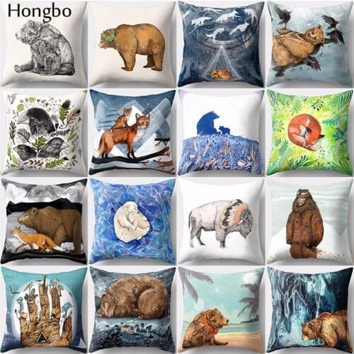 Hongbo 1 Pcs Cute Cartoon Fox Bear Pillow Case Cushion Cover Bed Pillowcase For Car Sofa Seat Home Decor