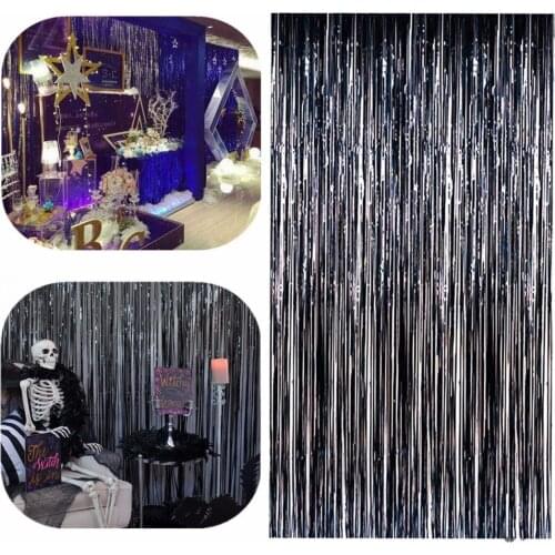 JX-LCLYL 91 x 243cm Party Halloween Fringe Door Curtain Decoration House Props Black New