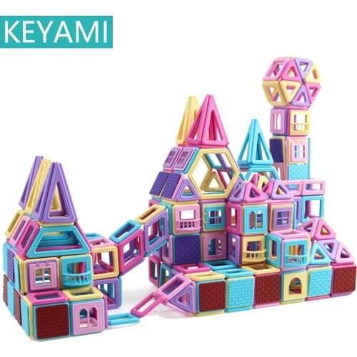 KEYAMI kids Magnetic Toys Candy colors Big size Construct Magnetic Blocks DIY Toys For Children Magnet Model Educational Toys