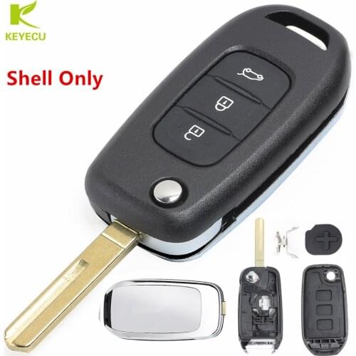 KEYECU Replacement New Flip Remote Key Shell Case Fob 3 Button for Renault Kadjar Koleos 2017 (Shell Only)