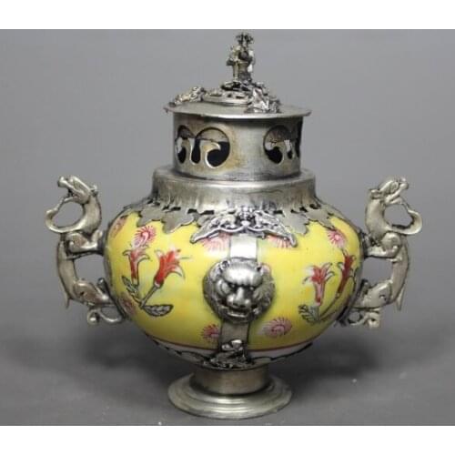 CHINESE OLD PORCELAIN HANDWORK PAINTING DRAGON INCENSE BURNER