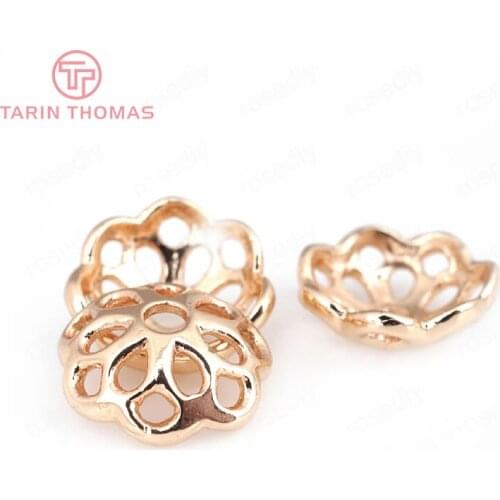 10PCS 11MM 24K Champagne Gold Color Plated Brass Flower Beads Caps High Quality Diy Jewelry Accessories
