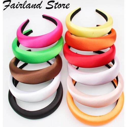 Fairland New Sugar Satin Sponge Padded Headband 11 Colors Thick Solid Plastic Women Non-slip Party Hairband Hair Accessories