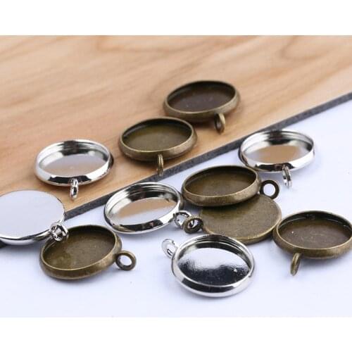 Reidgaller 20pcs Metal cameo cabochon base settings diy blank bezel trays for earrings bracelets making diy jewelry findings