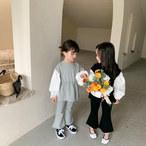 MILANCEL 2021 Autumn New Kids Clothes Hoodie Sets Patchwork Tops and Pants 2Pcs Korean Girls Suit Fashion Children Clothing