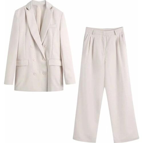 Fashion office suit pants 2-piece set 2021 spring and autumn new double-breasted suit jacket casual trousers high quality