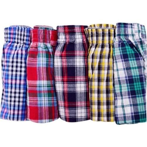 Mens Cotton Arrow Boxers Casual Plaid Print Elastic Waist Summer Loose Breathable Casual Shorts Boxers Shorts 2021 Hot Sale