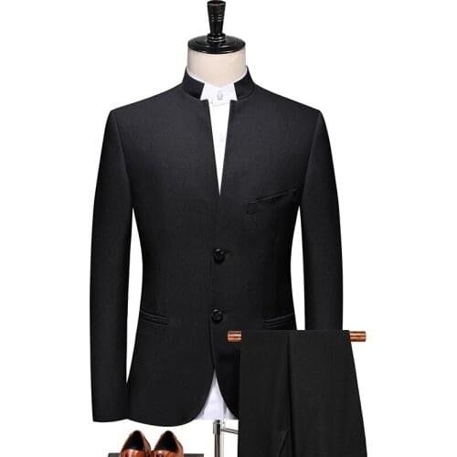 Jackets+pants) 2021 Tuxedo clothing Men spring High quality business suits 2 pieces/Male slim fit leisure Chinese tunic Blazers
