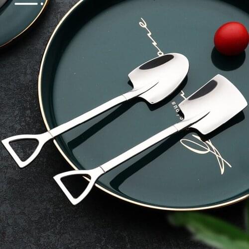 Stainless Steel Spade Spoon Creative Ice Cream Spoons Coffee Watermelon Dessert Spoons Tableware Kitchen Tools